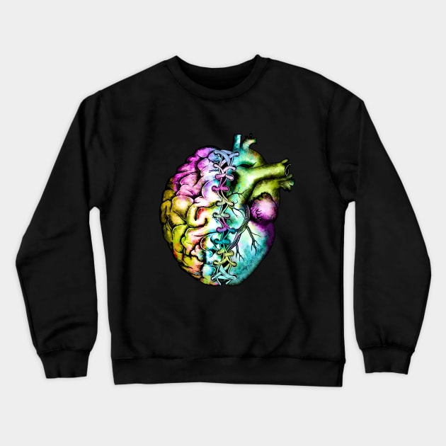 Right balance between brain and heart, colorful, raimbow, bound Crewneck Sweatshirt by Collagedream